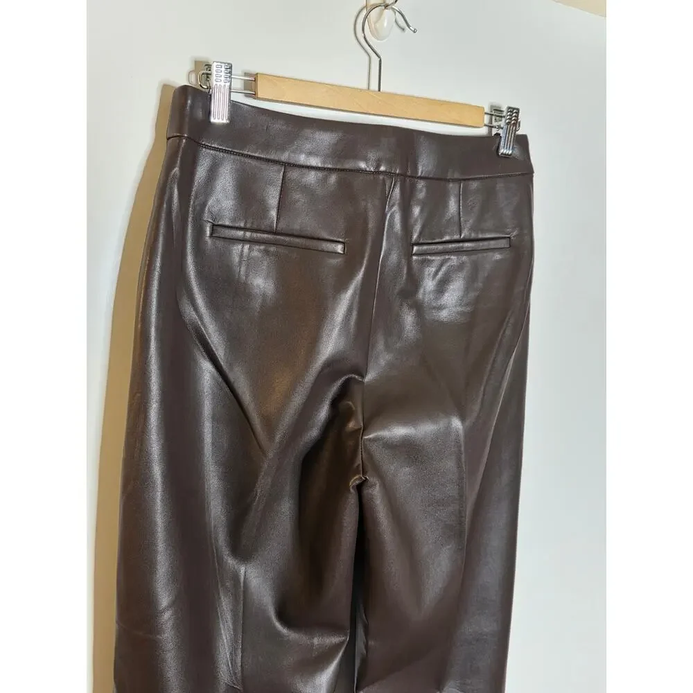 J Crew Kate straight-leg pant in faux leather‎ Women’s Brown Macchiato Size 6